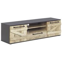 mueble para tv madera clara y negro de tablero de particulas 43 cm estilo rustico salter