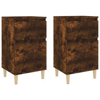 Mesitas De Noche 2 Uds Color Roble Ahumado 40x35x70 Cm Vidaxl