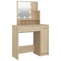 tocador con led color roble sonoma 865x35x136 cm vidaxl