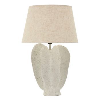Lámpara De Mesa De Resina Beige Con Pantalla De Tela Ø 40×63