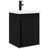 unidad de tocador de bano con grifo roble negro vidaxl