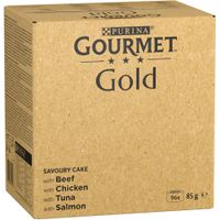 purina gourmet gold 96 x 85 g - jumbopack - tartelette buey pollo atun y salmon