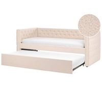 cama nido glamurosa de terciopelo con somier de listones capitone beige 90 x 200 cm gassin