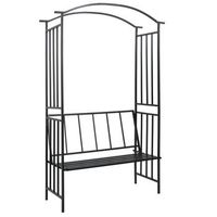 arco de jardin con banco hierro negro 128x50x207 cm vidaxl