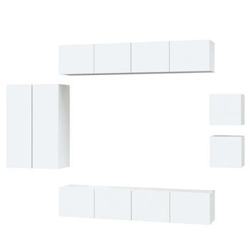 Set De Muebles Para Tv 8 Uds | Mueble De Salón | Gabinete De Tv Madera Contrachapada Blanco