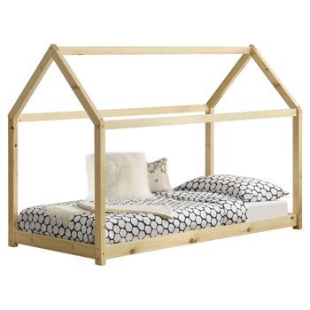 Cama para Niños Netstal 206x98x142cm Cama Infantil Forma De Casa Pino Natural [en.casa]