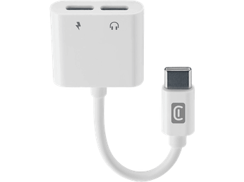 Adaptador USB-C - CellularLine Sound Charge, De a USB-C, Cable 10 cm, Blanco