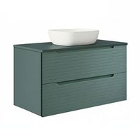 kibath mueble de bano con lavabo boreal 80x45 cm acabado verde lago mate 2 cajones suspendido