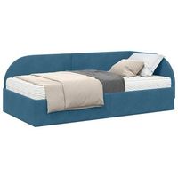 estructura de cama esquina con colchon 2 pcs azul terciopelo vidaxl