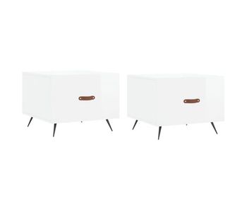 2 uds mesas de centro - mesas bajas - mesas de café madera ingeniería blanco brillo 50x50x40cm