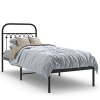 estructura de cama con cabecero metal negro 80x200 cm