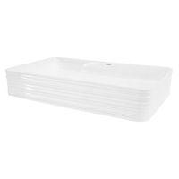 lavabo forma cuadrada 68x38x12 cm ceramica blanca diseno ml