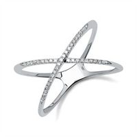 anillo x en oro blanco 14 quilates con diamantes