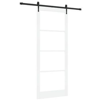 Puerta Corredera 93 X 232 Cm Madera De Pino Maciza Y Vidrio Vidaxl