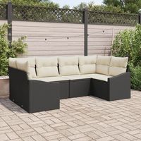 juego de sofa de 6 piezas  con cojines negros de poliratan v4434 unico  negro