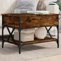 mesa de centromesa auxiliarmesa de cafe madera ingenieria metal roble humo 70x50x50 cm cfw774690