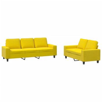 Juego De Sofás 2 Piezas Tela Amarillo Claro Vidaxl