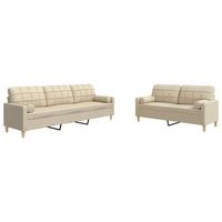 juego de sofas con cojines 2 piezas tela crema vidaxl