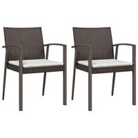 pack 2 uds sillas jardin  silla de exterior  sillon cojines ratan sintetico marron 565x57x83cm
