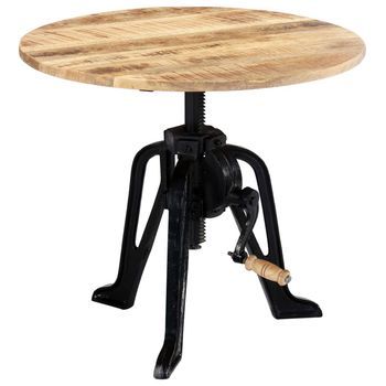 Mesa Auxiliar | Mesa De Apoyo Madera De Mango Y Hierro Fundido 60x(46-63) Cm