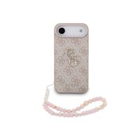 guess funda para iphone air  carcasa de polipiel rosa con logo 4g clasico y correa de perlas diseno elegante y ajuste preciso