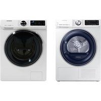 samsung dv80n62532w smart 8 kg heat pump tumble dryer  ww80m645opw smart 8 kg 1400 spin washing machine bundle