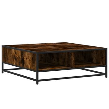 Mesa De Café - Mesa De Centro Madera Ingeniería Metal Roble Ahumado 80x80x30cm