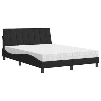 Cama Con Colchón Terciopelo Negro 120x200 Cm