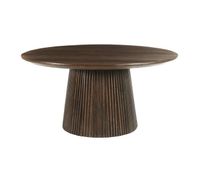 mesa de centro redonda d80 cm en madera maciza marron