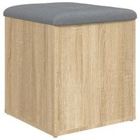 taburete tipo banco con almacenamiento color roble sonoma 42 x 42 x 45 cm madera contrachapada marron dec024751
