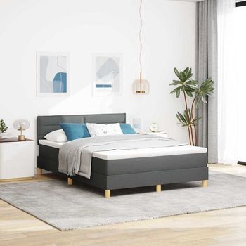 Cama Tipo Box Spring Con Cojín Gris Oscuro 160 X 200 Cm Tela Vidaxl