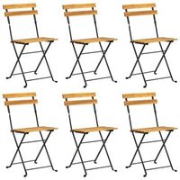 pack 6 uds sillas de jardin  silla de exterior  sillon plegables madera maciza acacia y acero