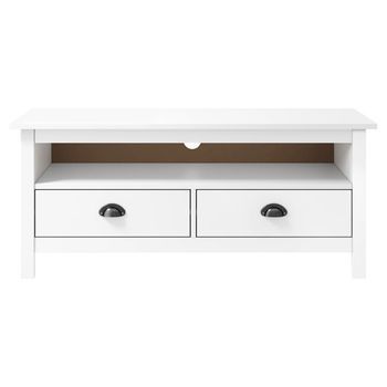Mueble De Tv | Mueble De Salón | Gabinete De Tv Hill Madera Maciza De Pino Blanco 110x40x47 Cm