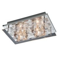 Plafón Techo Led Cromado Con Cristal Óptico Y Acrílico – 2xg4 + Led Lila