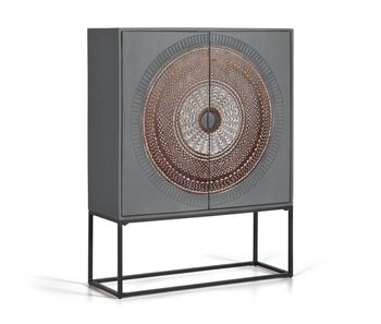 Vitrina madera de mango patas metal gris y marron multicolor.giner y colomer 142x40x107