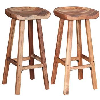 Taburetes De Barra De Cocina 2 Unidades Madera Maciza De Acacia Vidaxl