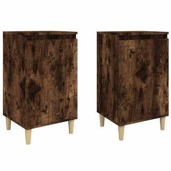 Mesitas Noche 2 Uds Madera Contrachapada Roble Humo 40x35x70 Cm Vidaxl