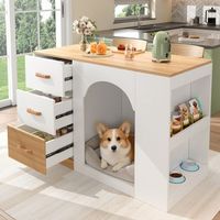 isla de cocina con espacio para mascotas 120 x 60 x 90 cm 3 cajones
