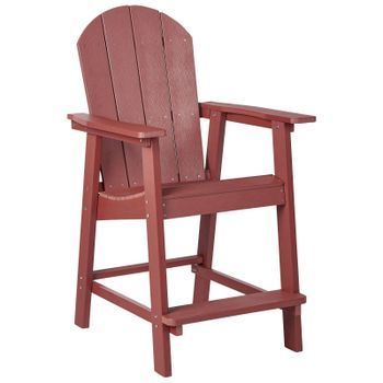 Silla De Bar Tumbona De Madera Plástica Para Patio Jardín Rojo Adirondack