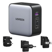 ugreen nexode cargador carga rapida gan 65w 2 usb-c  1 usb-a gris