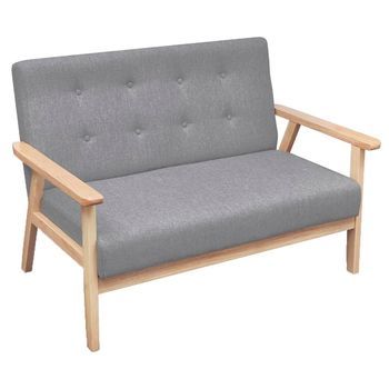 Conjunto De 2 Sofá De Salón | Sofá De Descanso Tela Gris Claro
