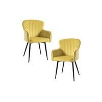 pack 2 sillas dalye terciopelo de terciopelo 975545 cm - amarillo