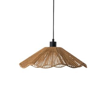 Lámpara Colgante Con Pantalla De Papel Hecha A Mano Y Base Metálica Estilo Rústico Boho Natural Migori