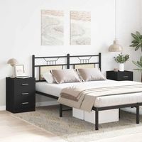 pack 2 uds mesitas de noche  mesa auxiliar  mesilla aglomerado negro 38x35x56 cm