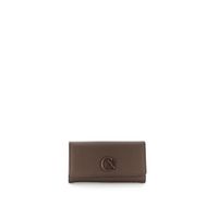 cartera grande con solapa efecto piel dark brown