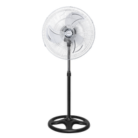 aigostar evan 33qru- ventilador de pie oscilante 80 estructura metalica 3 aspas metalicas altura regulable95-135 cm 3 velocidades 55w silencioso color plata y negro