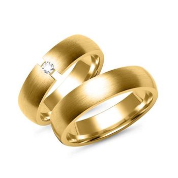 Alianzas 14 quilates oro amarillo con diamante