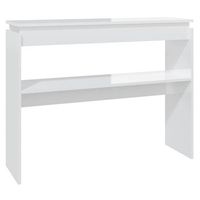 mesa consola  mesa de entrada  mesa auxiliar madera contrachapada blanco brillante 102x30x80 cm