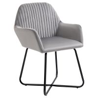 homcom butaca de salon tapizada en terciopelo con asiento acolchado gris