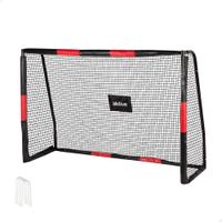 aktive - porteria de futbol de acero desmontable portatil y facil de montar medidas 180x120x60 cm con estructura resistente red de poliester y 5 piquetas para fijacion en suelo ideal para